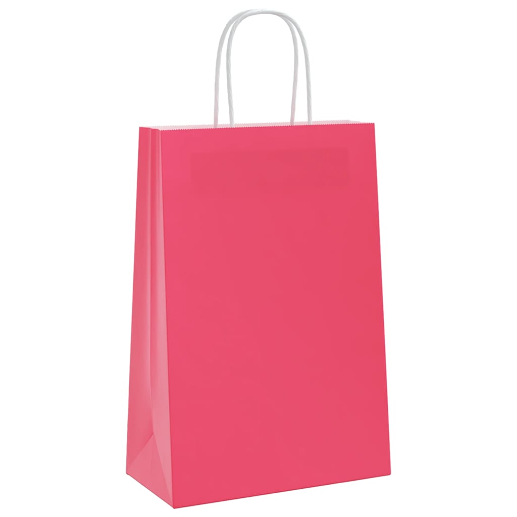 Vidaxl papieren zakken 250 st met hengsels 21x11x31 cm roze
