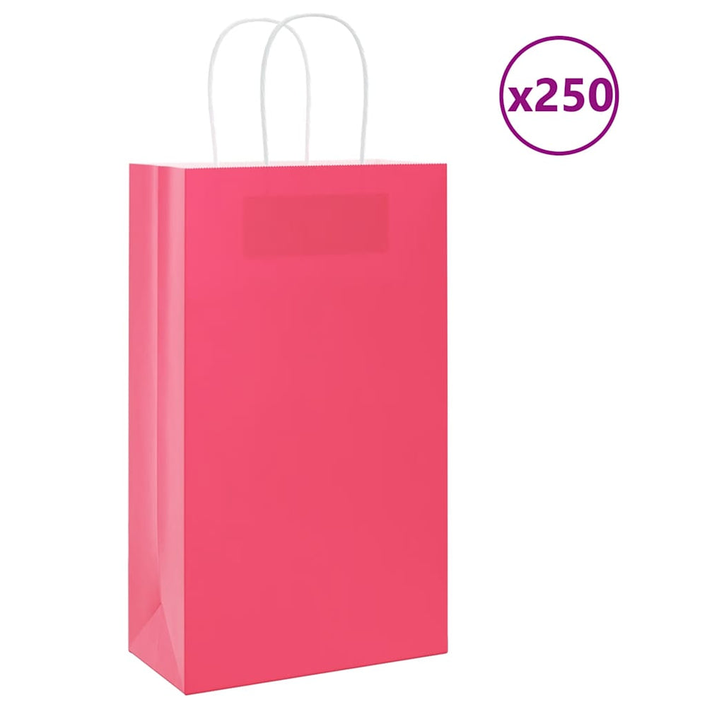Vidaxl papieren zakken 250 st met hengsels 21x11x36 cm roze