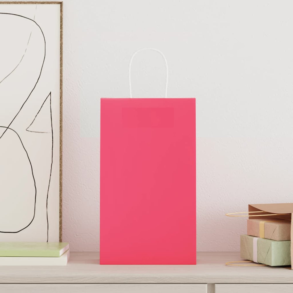 Vidaxl papieren zakken 250 st met hengsels 21x11x36 cm roze