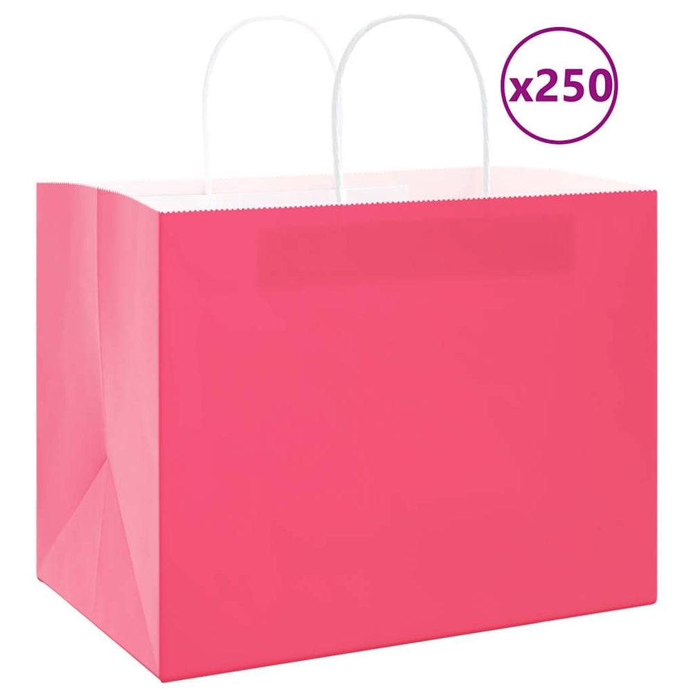 Vidaxl papieren zakken 250 st met hengsels 32x22x24 cm roze