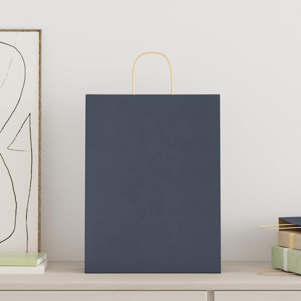 Vidaxl papieren zakken 250 st met hengsels 32x12x42 cm blauw