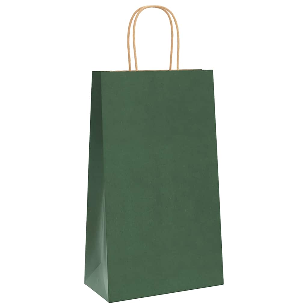 Vidaxl papieren zakken 50 st met hengsels 21x11x36 cm groen