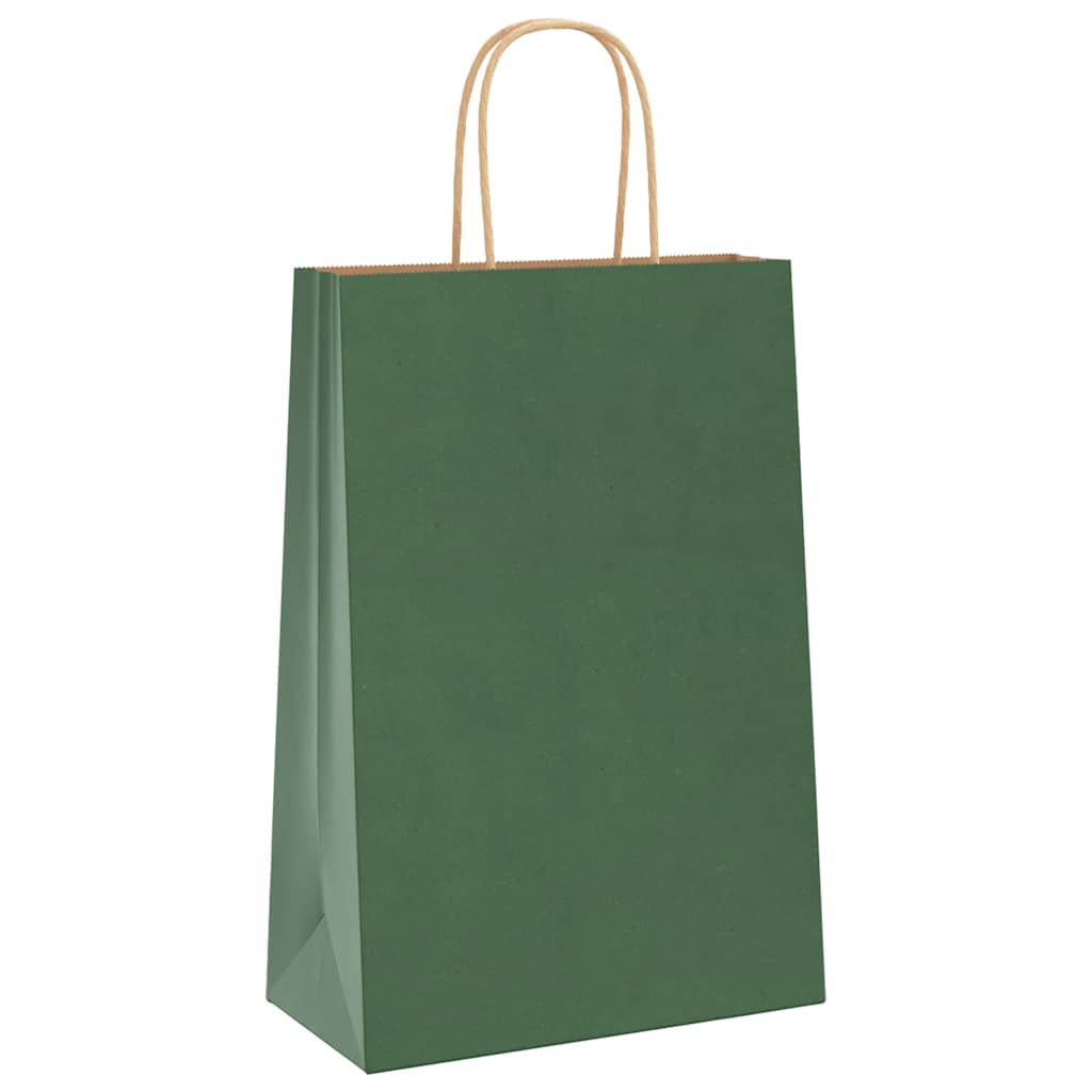 Vidaxl papieren zakken 250 st met hengsels 21x11x31 cm groen