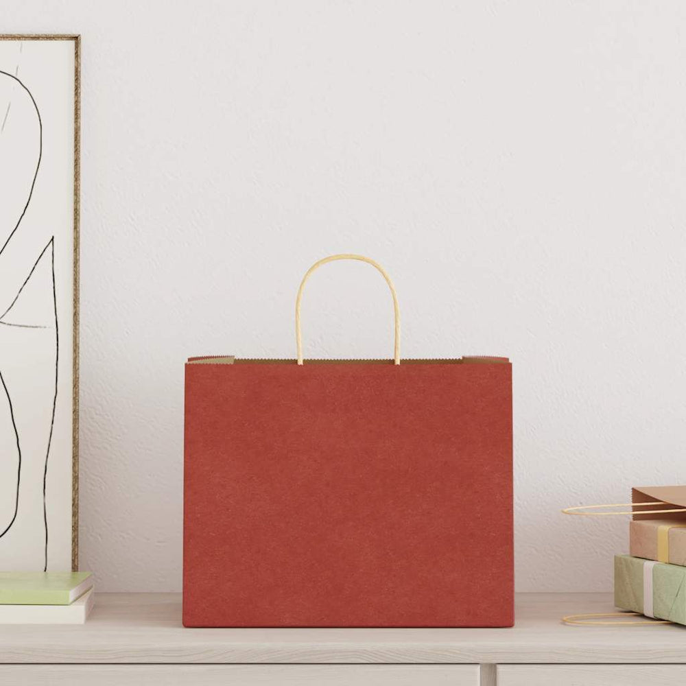 Vidaxl papieren zakken 250 st met hengsels 32x22x24 cm rood