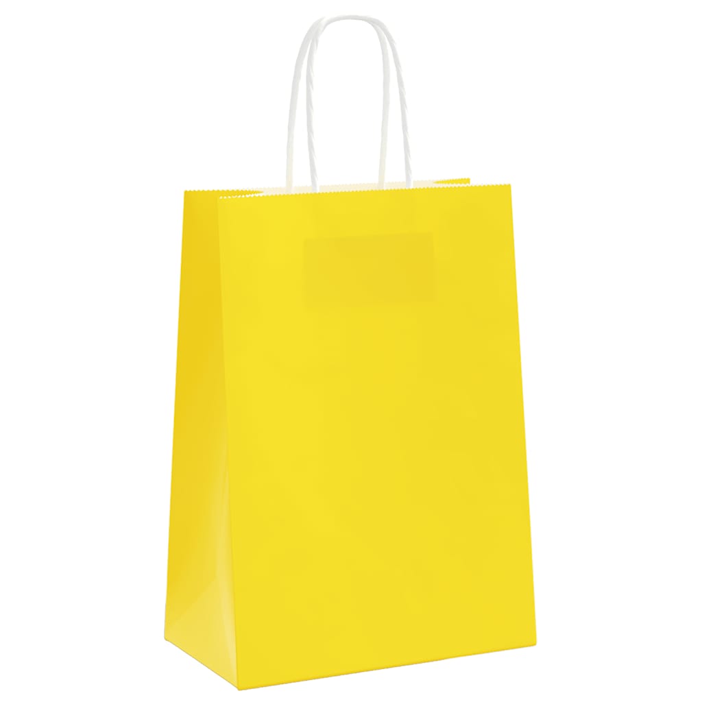 Vidaxl papieren zakken 250 st met hengsels 15x8x21 cm geel