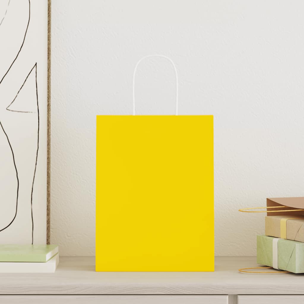 Vidaxl papieren zakken 250 st met hengsels 21x11x28 cm geel
