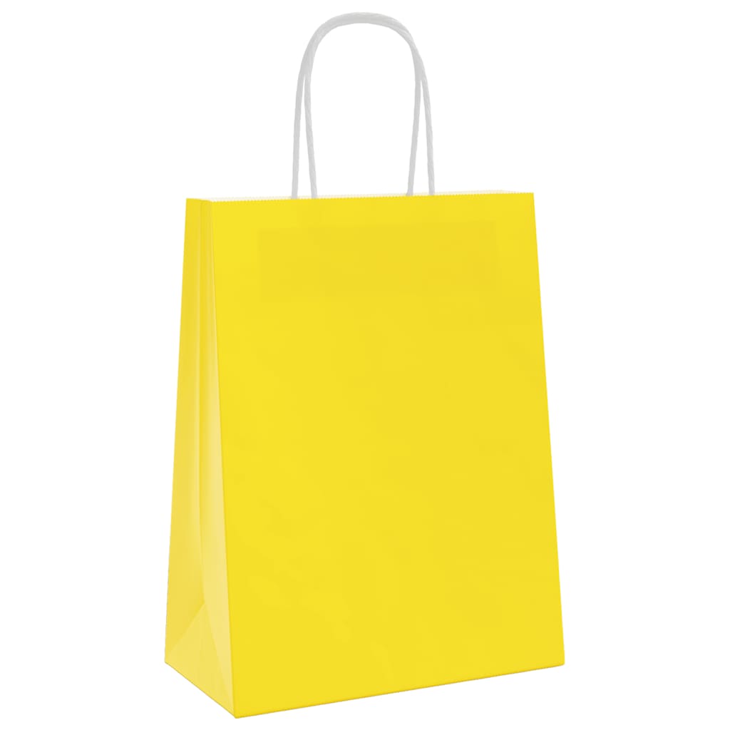 Vidaxl papieren zakken 250 st met hengsels 21x11x28 cm geel