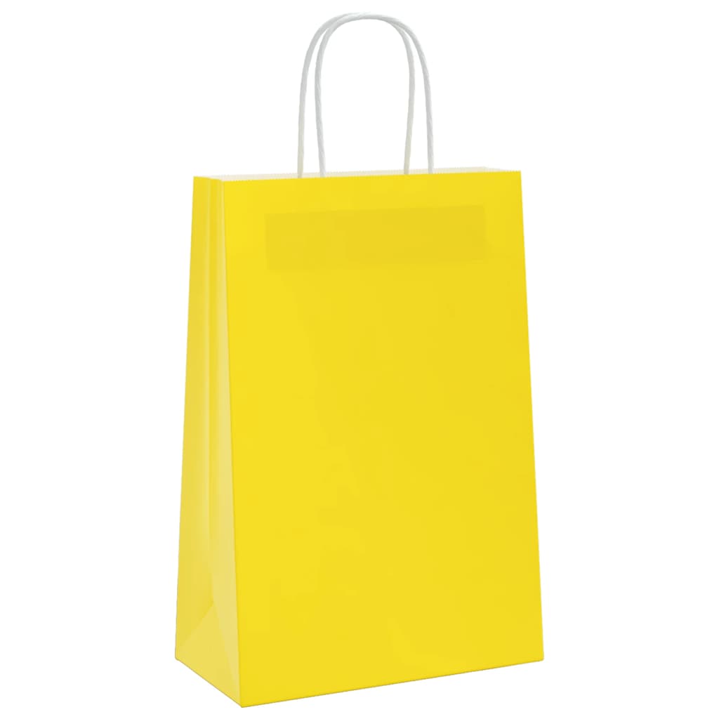 Vidaxl papieren zakken 250 st met hengsels 21x11x31 cm geel