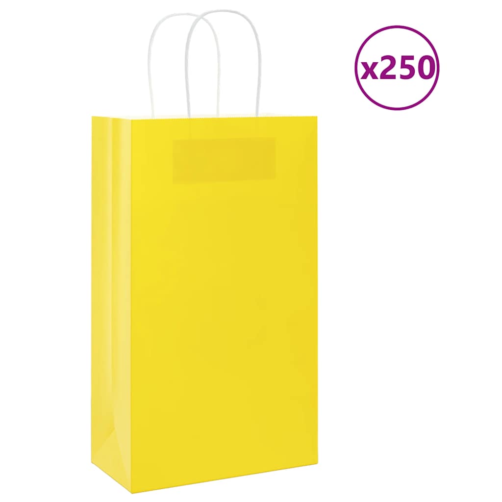 Vidaxl papieren zakken 250 st met hengsels 21x11x36 cm geel