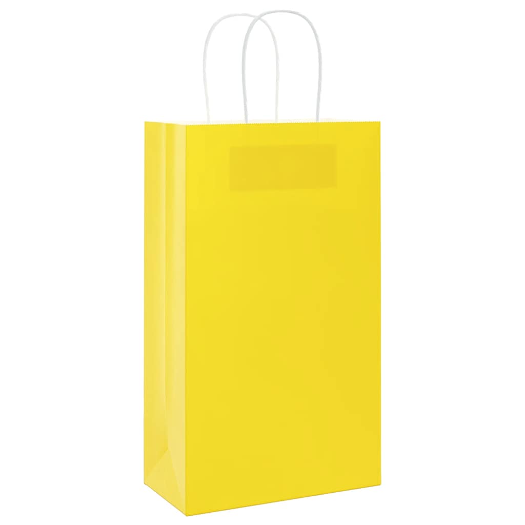 Vidaxl papieren zakken 250 st met hengsels 21x11x36 cm geel