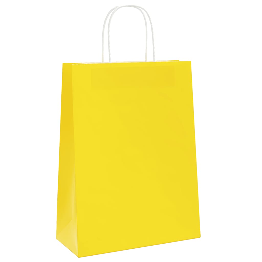 Vidaxl papieren zakken 250 st met hengsels 26x12x35 cm geel