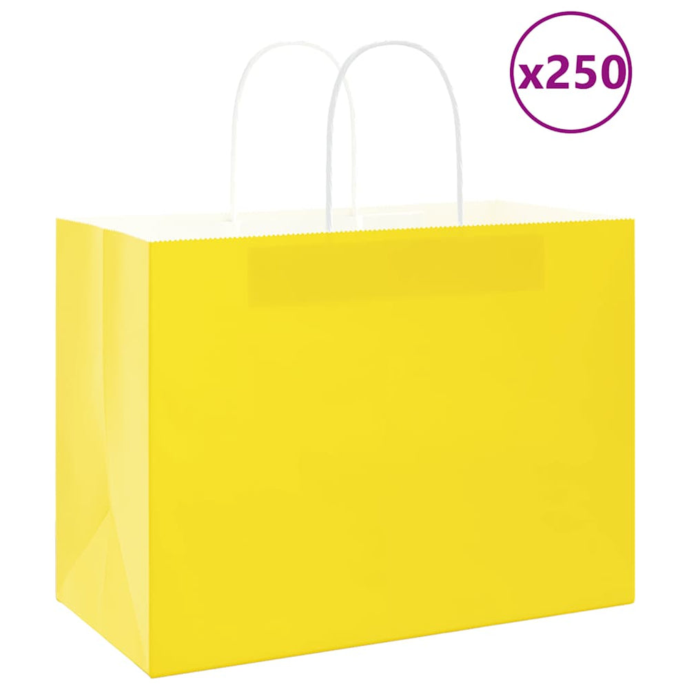 Vidaxl papieren zakken 250 st met hengsels 32x17x25 cm geel