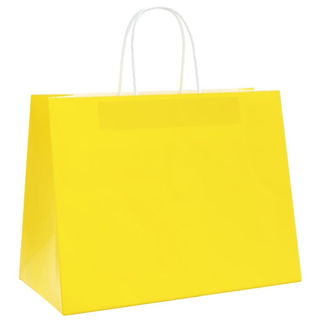Vidaxl papieren zakken 250 st met hengsels 32x17x25 cm geel