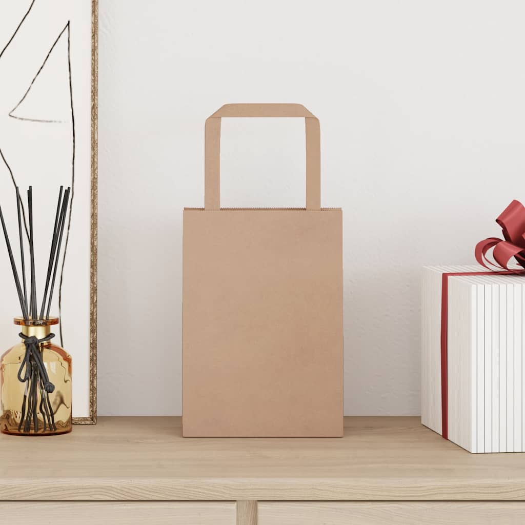Vidaxl papieren zakken 50 st met hengsels 15x8x21 cm bruin