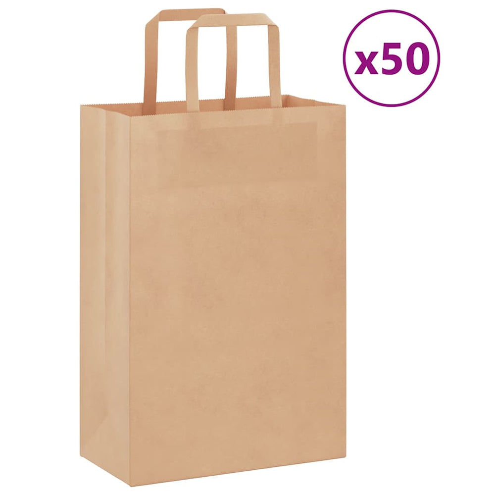 Vidaxl papieren zakken 50 st met hengsels 21x11x31 cm bruin
