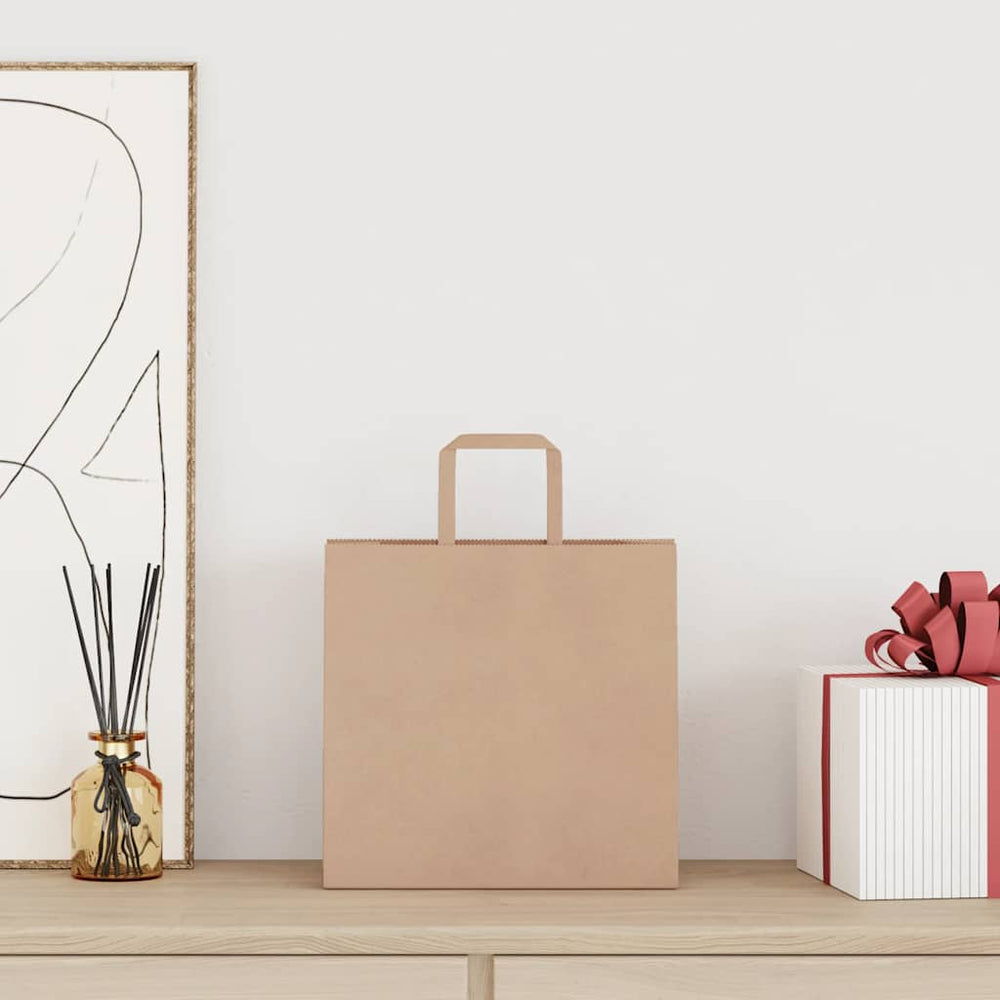 Vidaxl papieren zakken 50 st met hengsels 26x17x25 cm bruin