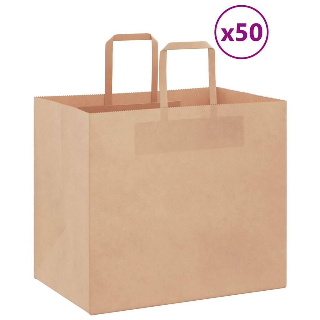 Vidaxl papieren zakken 50 st met hengsels 32x22x28 cm bruin