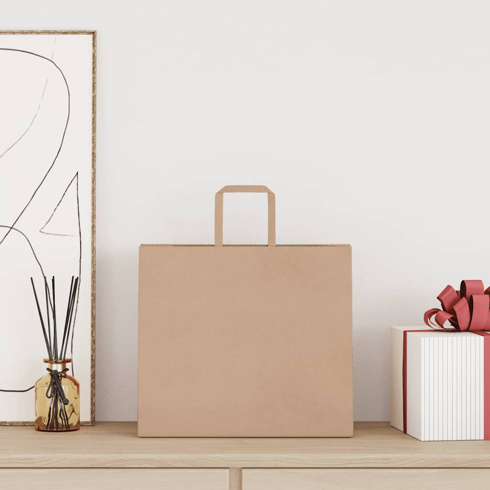 Vidaxl papieren zakken 50 st met hengsels 32x22x28 cm bruin