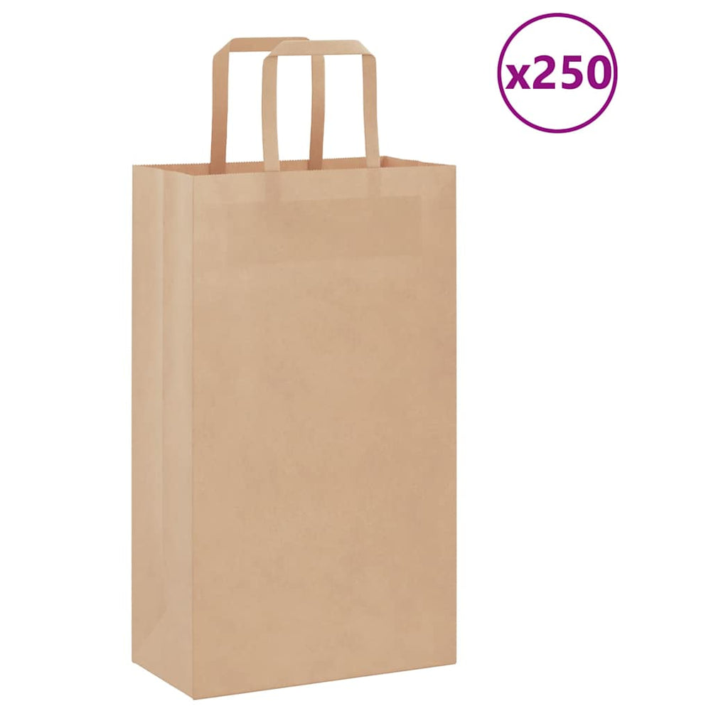 Vidaxl papieren zakken 250 st met hengsels 21x11x36 cm bruin