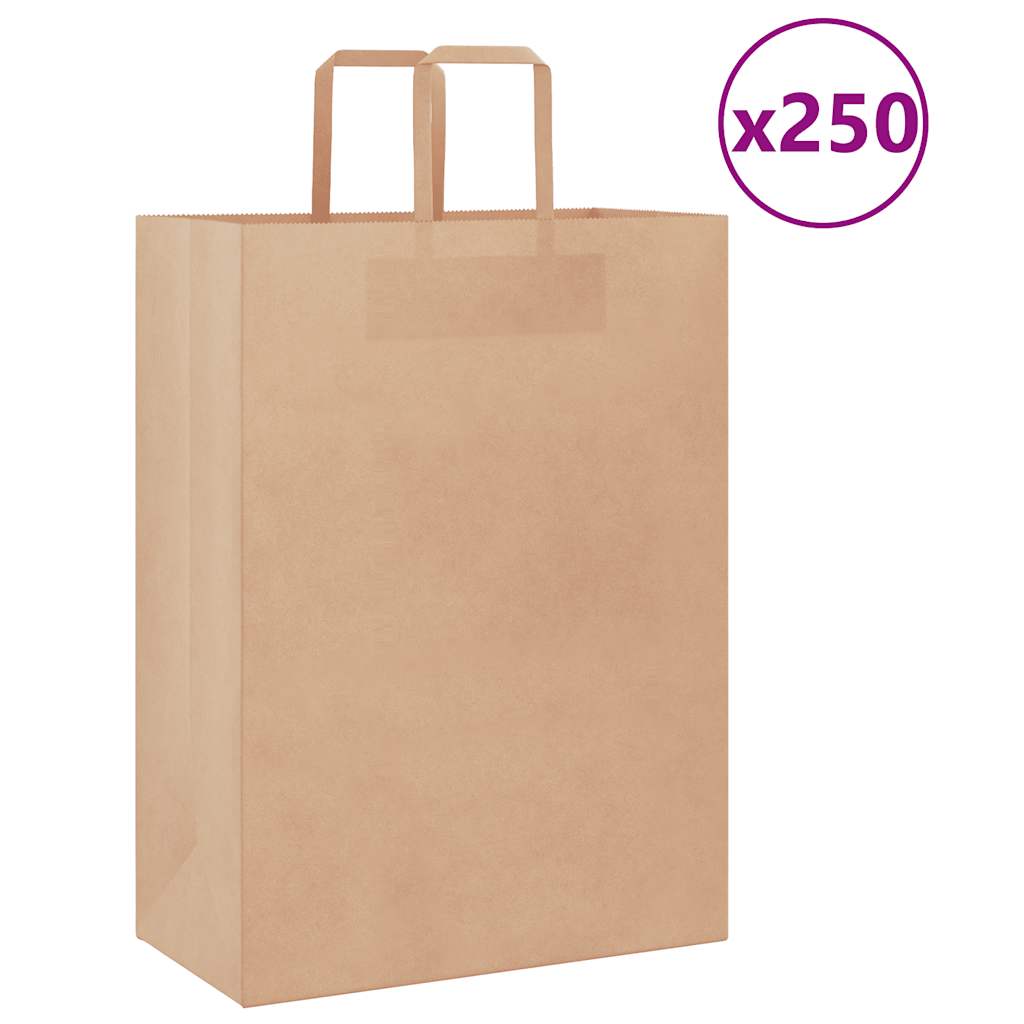 Vidaxl papieren zakken 250 st met hengsels 32x17x44 cm bruin