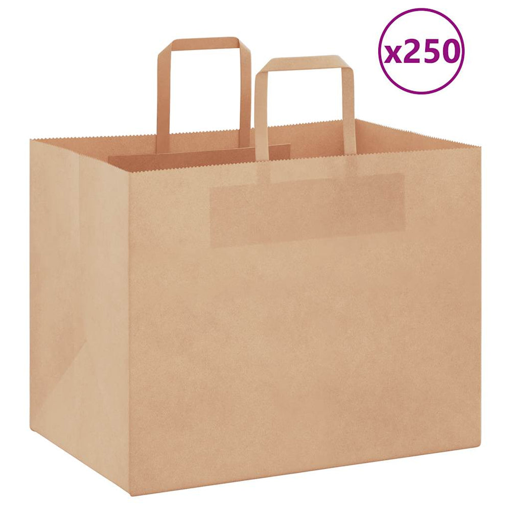 Vidaxl papieren zakken 250 st met hengsels 32x22x24 cm bruin