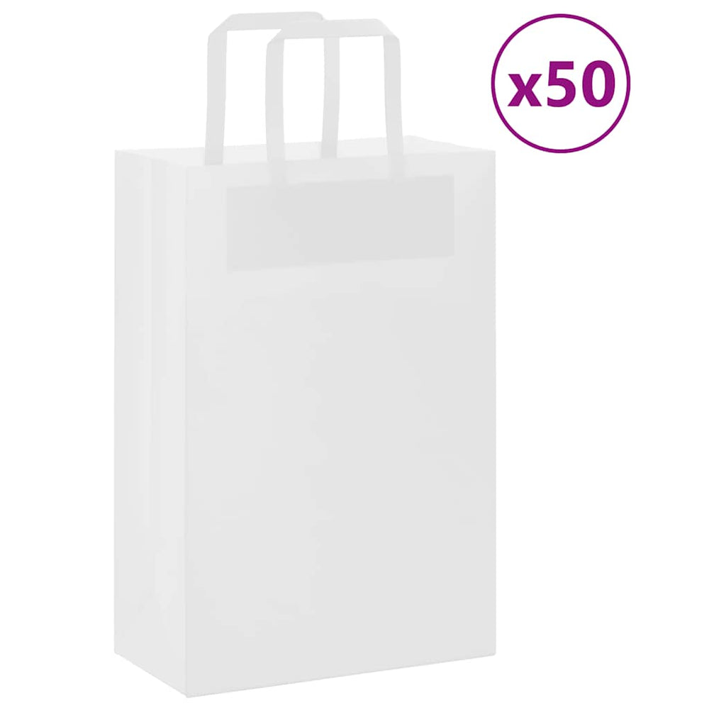 Vidaxl papieren zakken 50 st met hengsels 21x11x31 cm wit