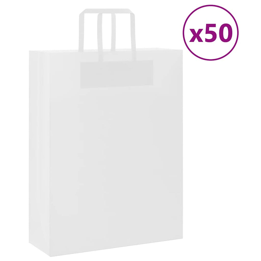 Vidaxl papieren zakken 50 st met hengsels 32x12x42 cm wit