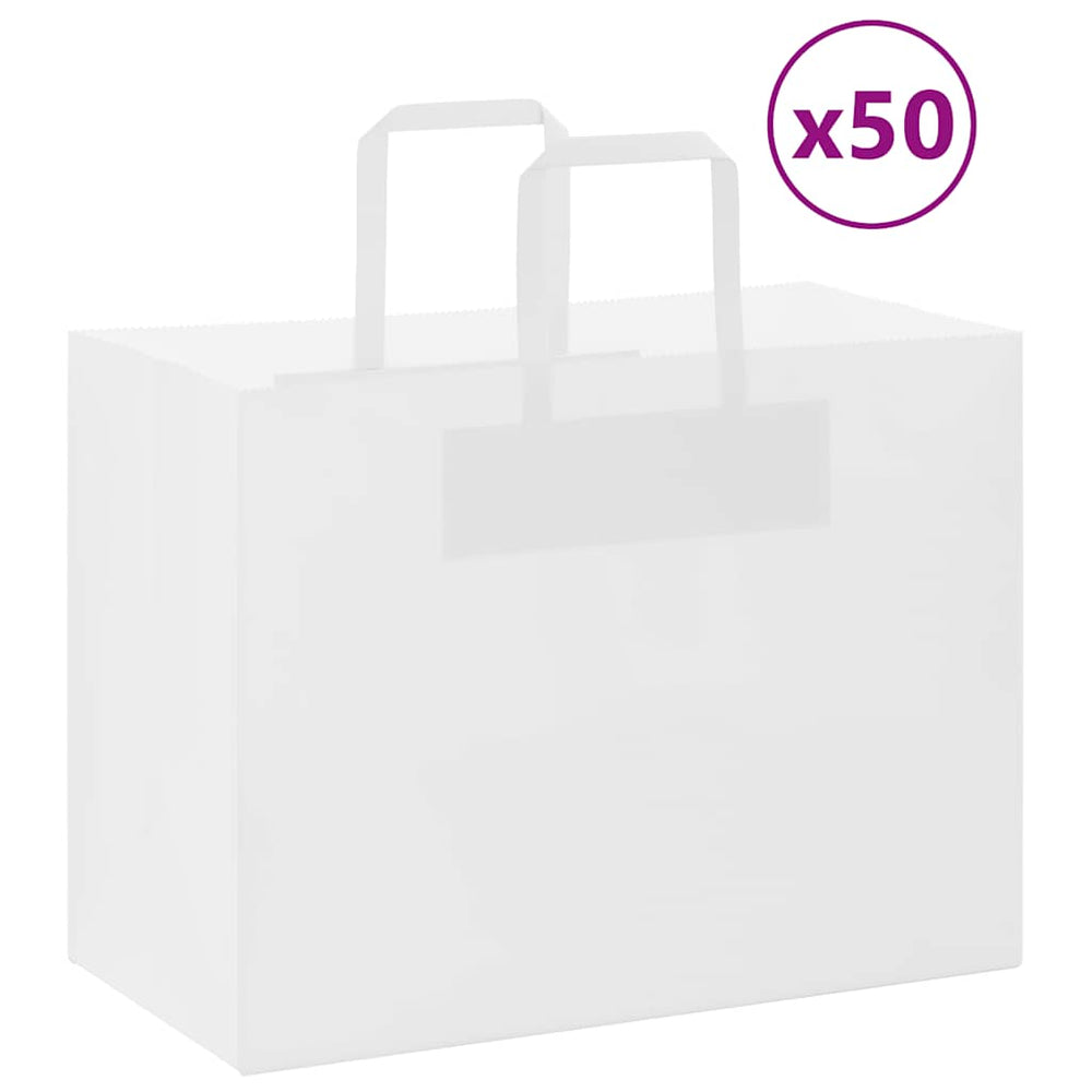 Vidaxl papieren zakken 50 st met hengsels 32x17x25 cm wit