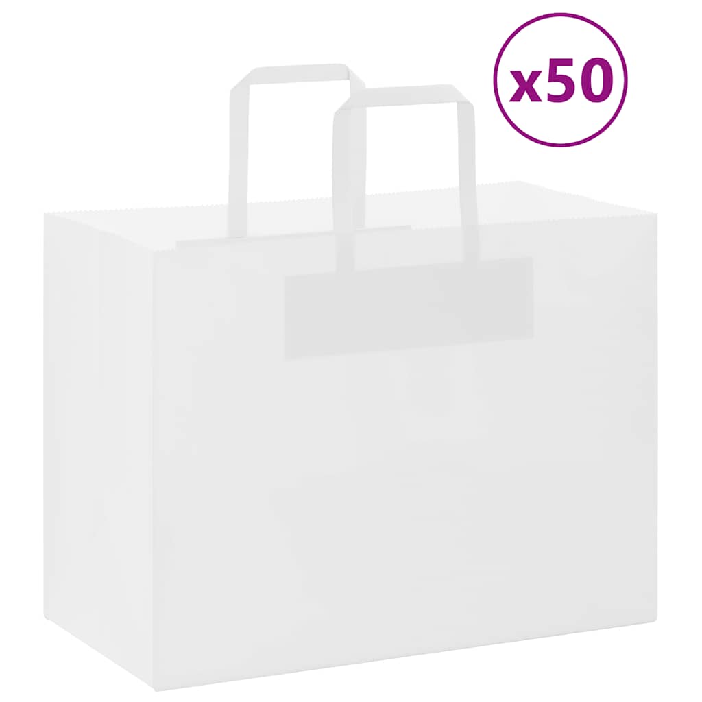 Vidaxl papieren zakken 50 st met hengsels 32x17x25 cm wit