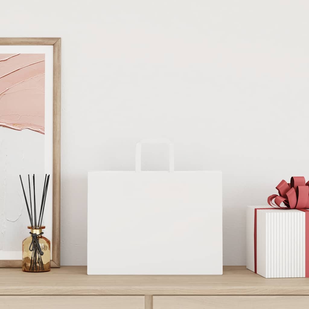 Vidaxl papieren zakken 50 st met hengsels 32x17x25 cm wit