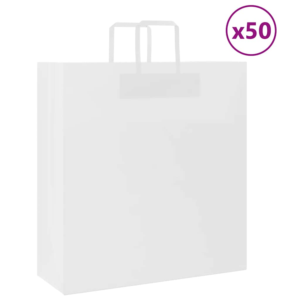 Vidaxl papieren zakken 50 st met hengsels 45x17x48 cm wit
