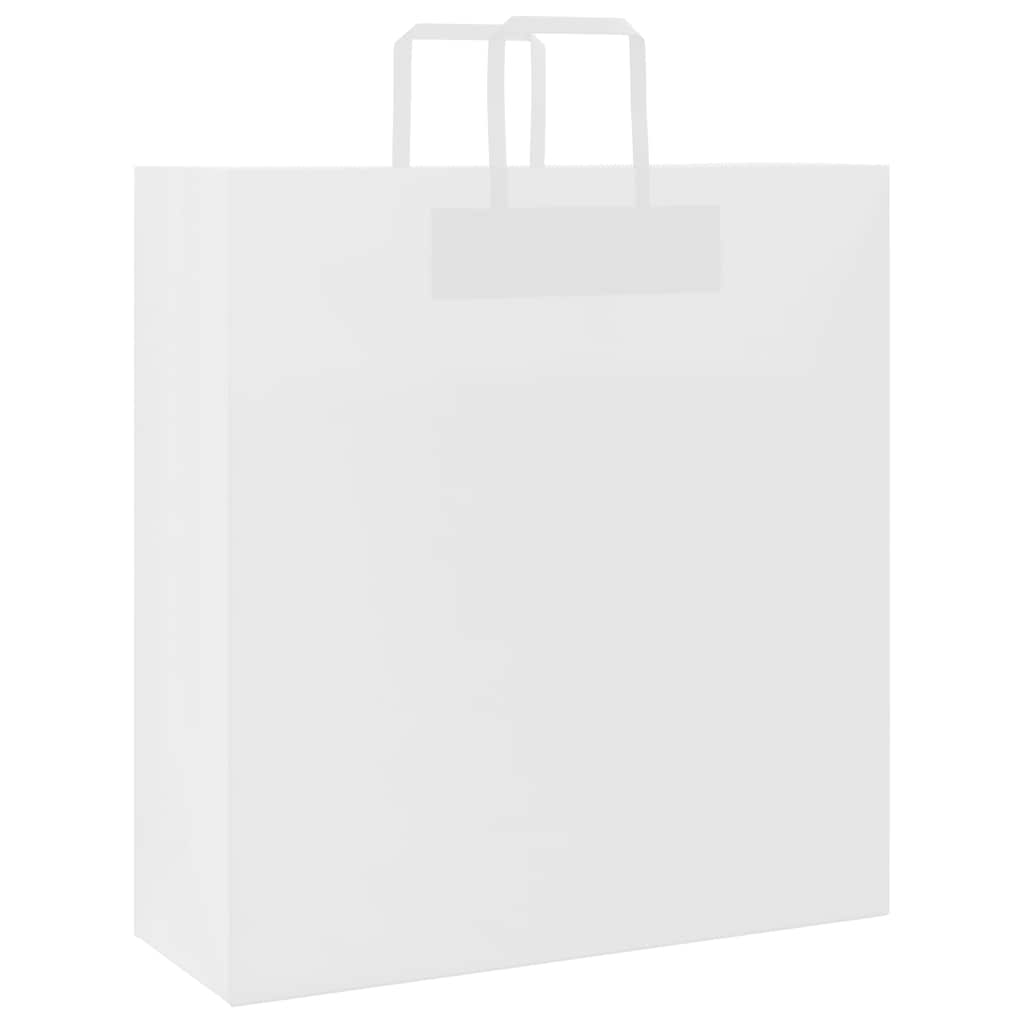 Vidaxl papieren zakken 50 st met hengsels 45x17x48 cm wit