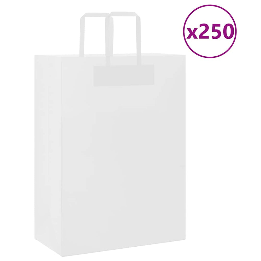 Vidaxl papieren zakken 250 st met hengsels 32x17x44 cm wit