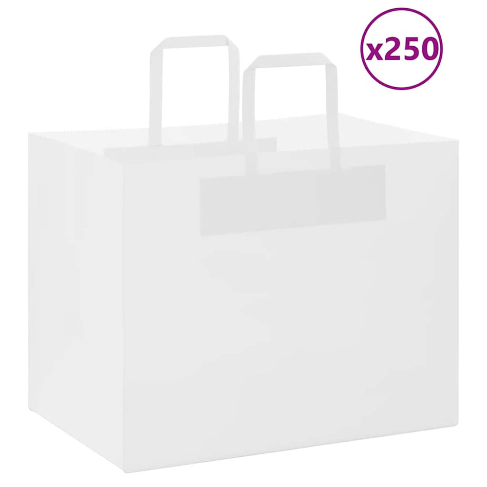 Vidaxl papieren zakken 250 st met hengsels 32x22x24 cm wit