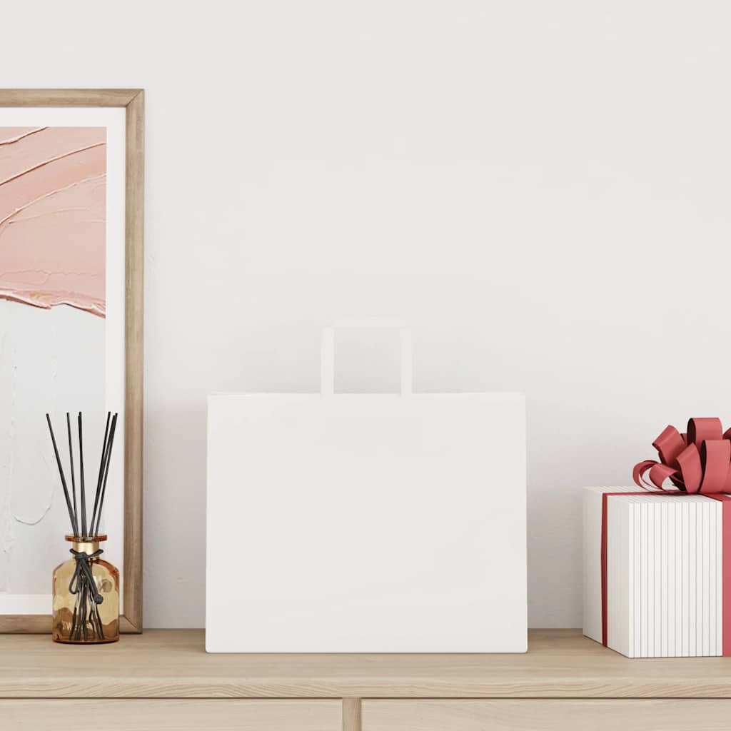 Vidaxl papieren zakken 250 st met hengsels 32x22x24 cm wit