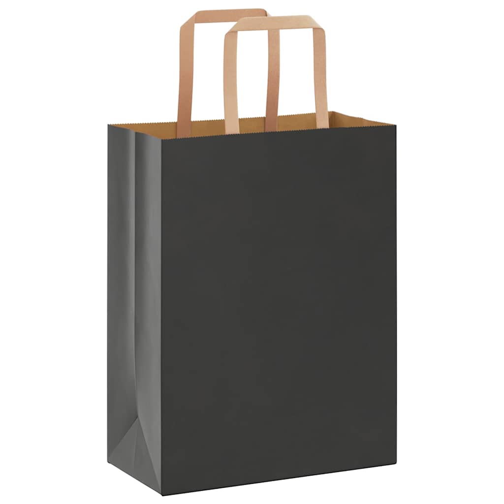 Vidaxl papieren zakken 250 st met hengsels 21x11x28 cm zwart