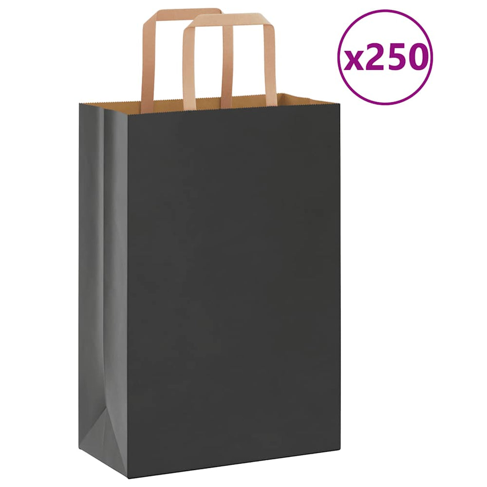 Vidaxl papieren zakken 250 st met hengsels 21x11x31 cm zwart