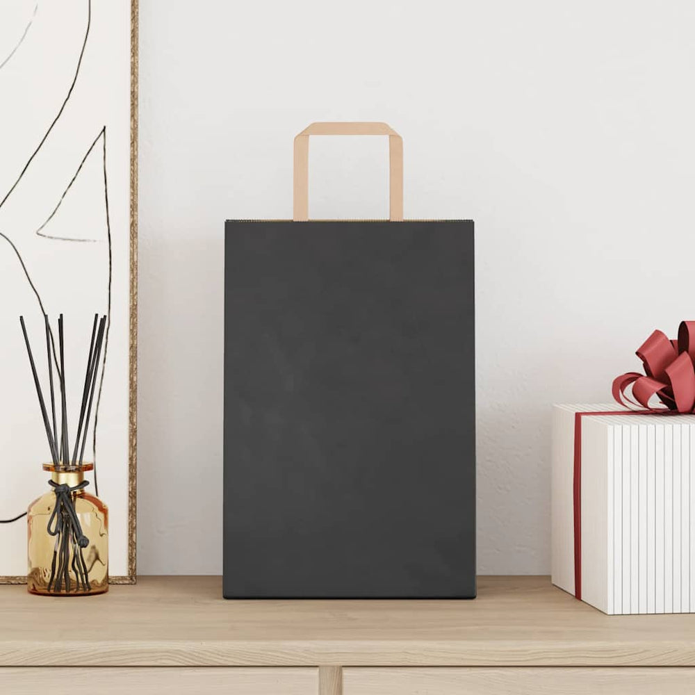 Vidaxl papieren zakken 250 st met hengsels 21x11x31 cm zwart