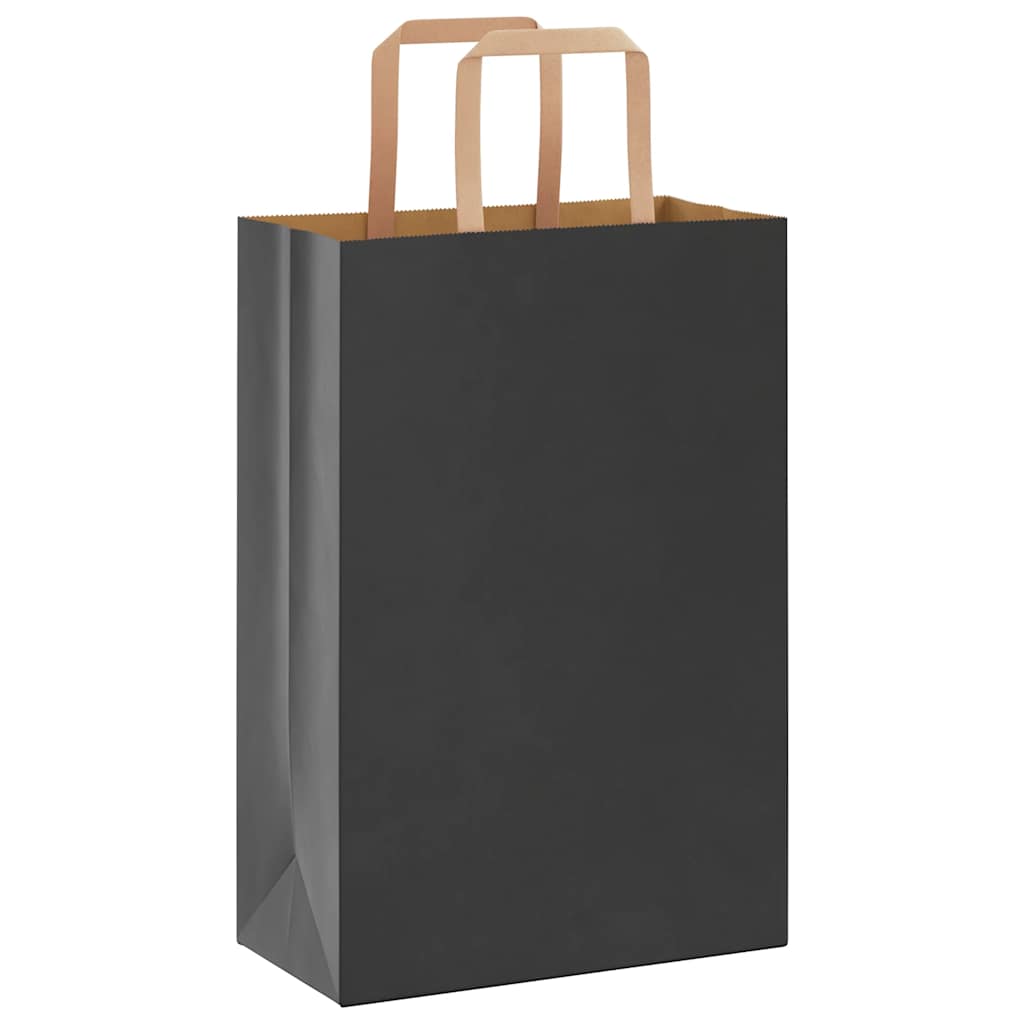 Vidaxl papieren zakken 250 st met hengsels 21x11x31 cm zwart