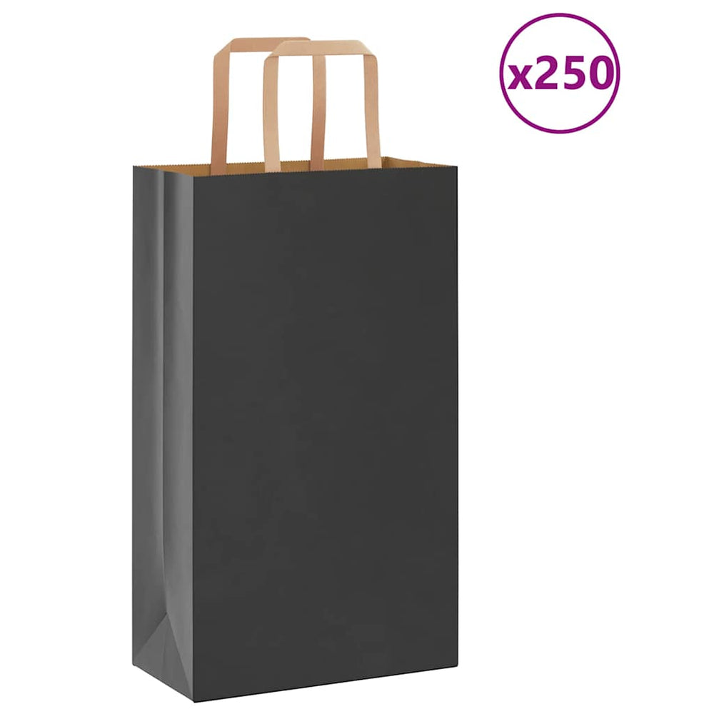 Vidaxl papieren zakken 250 st met hengsels 21x11x36 cm zwart