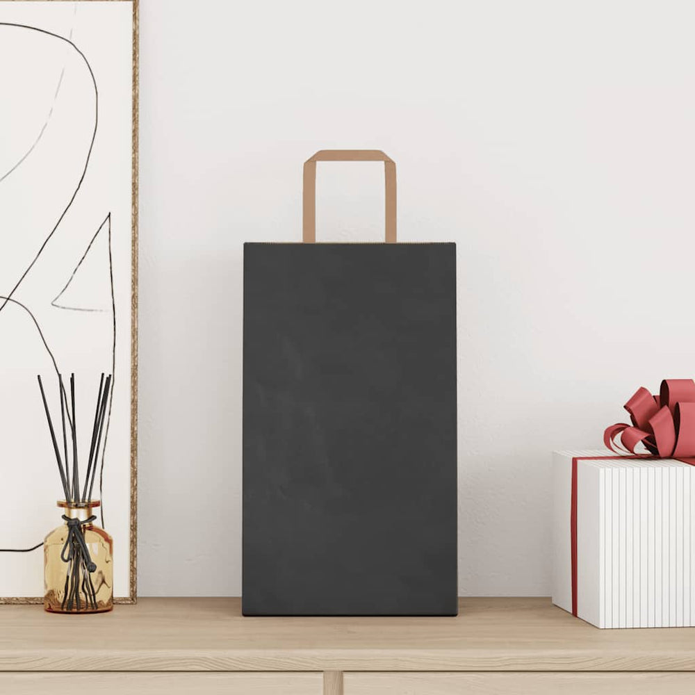 Vidaxl papieren zakken 250 st met hengsels 21x11x36 cm zwart
