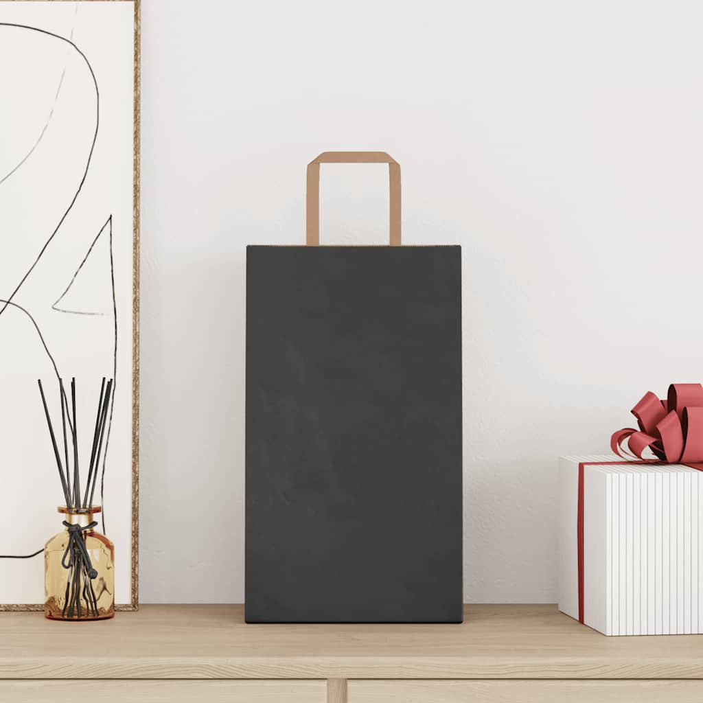 Vidaxl papieren zakken 250 st met hengsels 21x11x36 cm zwart