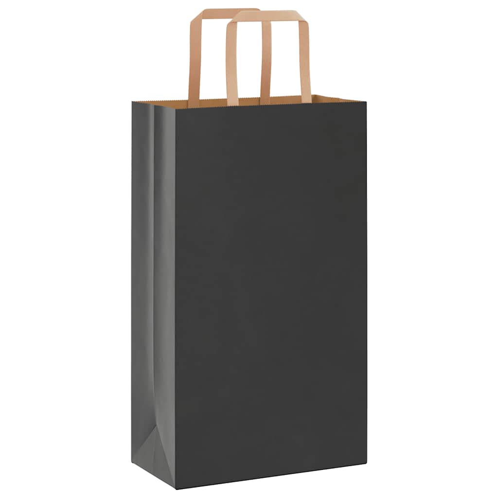 Vidaxl papieren zakken 250 st met hengsels 21x11x36 cm zwart