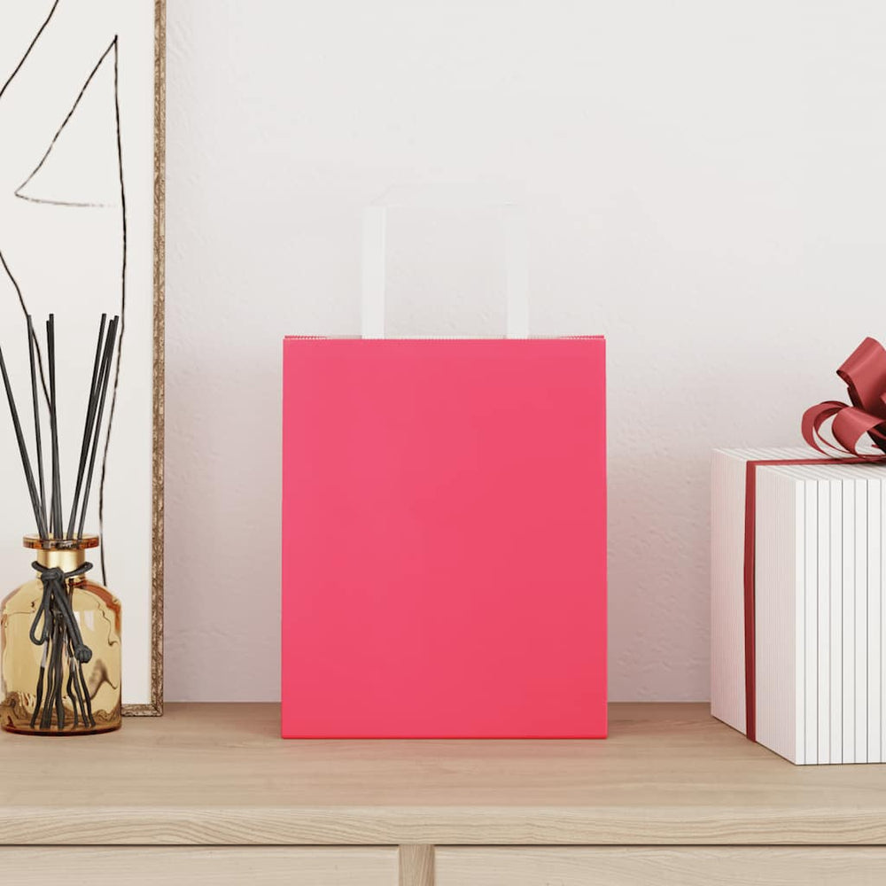 Vidaxl papieren zakken 50 st met hengsels 18x8x22 cm roze