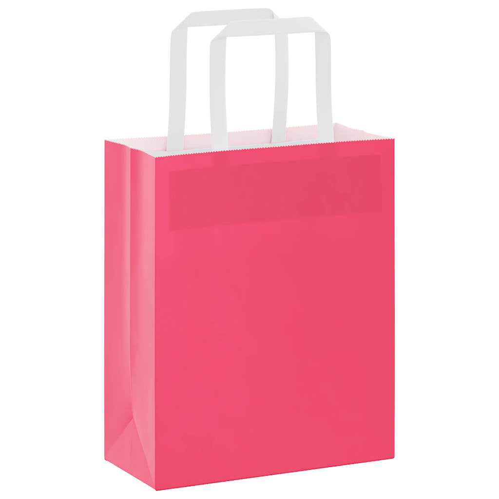 Vidaxl papieren zakken 50 st met hengsels 18x8x22 cm roze