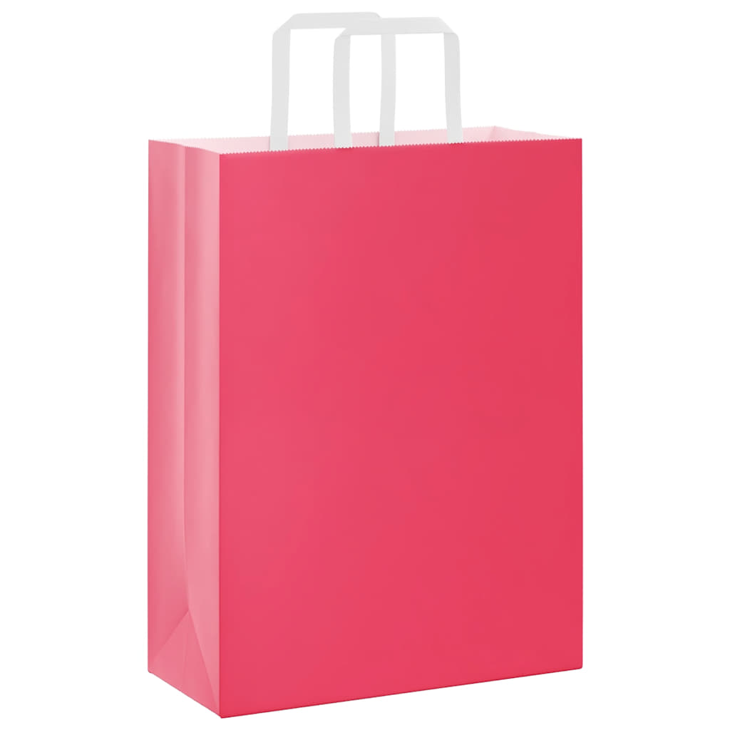 Vidaxl papieren zakken 50 st met hengsels 26x12x35 cm roze