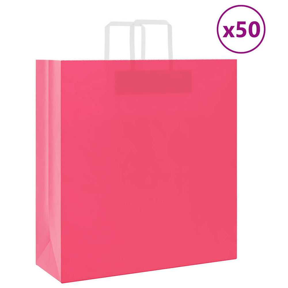 Vidaxl papieren zakken 50 st met hengsels 45x17x48 cm roze
