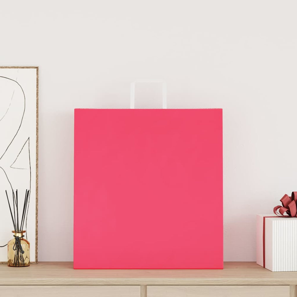 Vidaxl papieren zakken 50 st met hengsels 45x17x48 cm roze