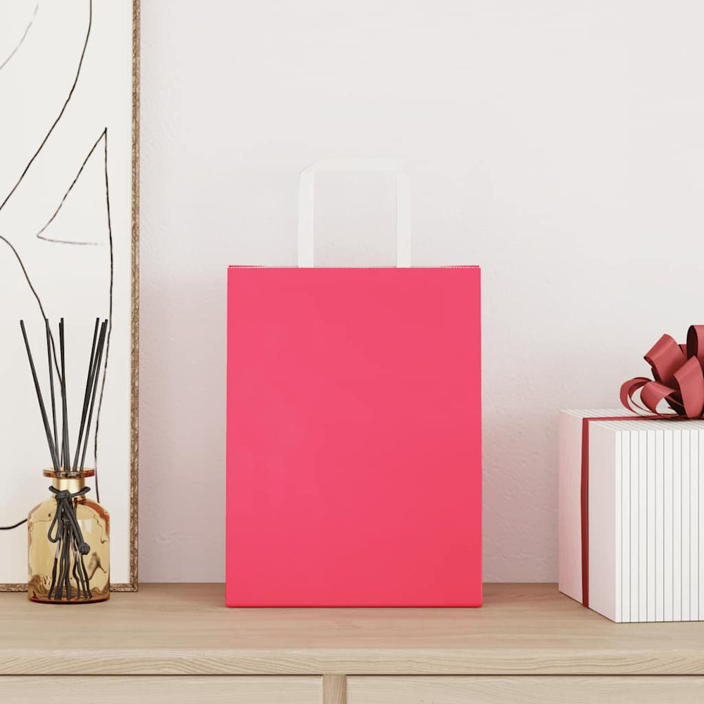 Vidaxl papieren zakken 250 st met hengsels 21x11x28 cm roze