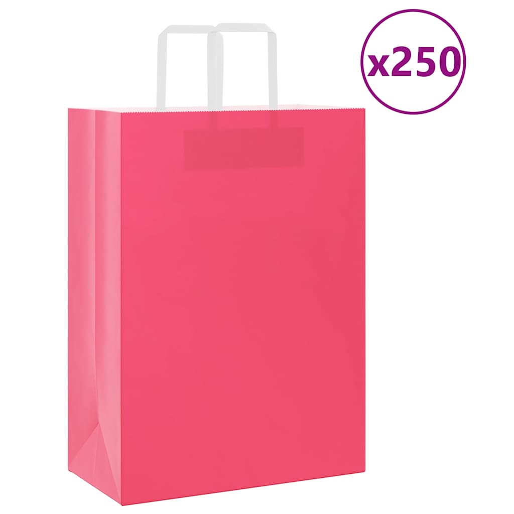 Vidaxl papieren zakken 250 st met hengsels 32x17x44 cm roze